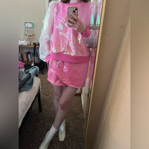 Barbie Pink Iridescent Two-Piece Sweater Set